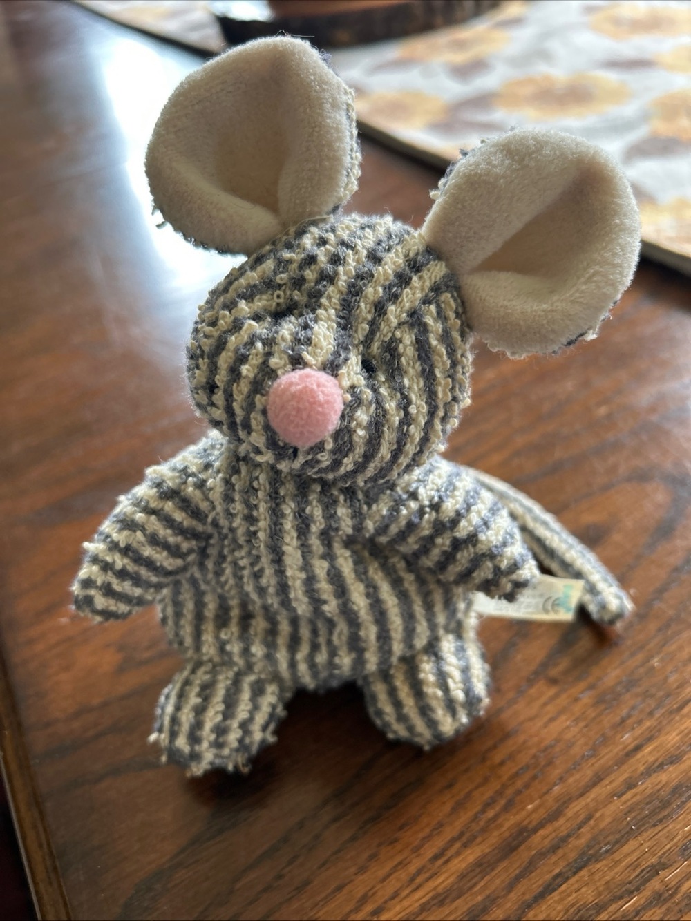 VTG Russ Berrie Sniffy Mouse Home Buddies Striped Gray Stuffed Plush Terrycloth